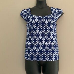 LOFT Navy and White Floral Shirt